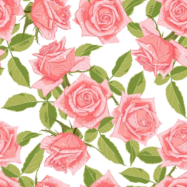 Seamless floral pattern with roses. — Stock Vector