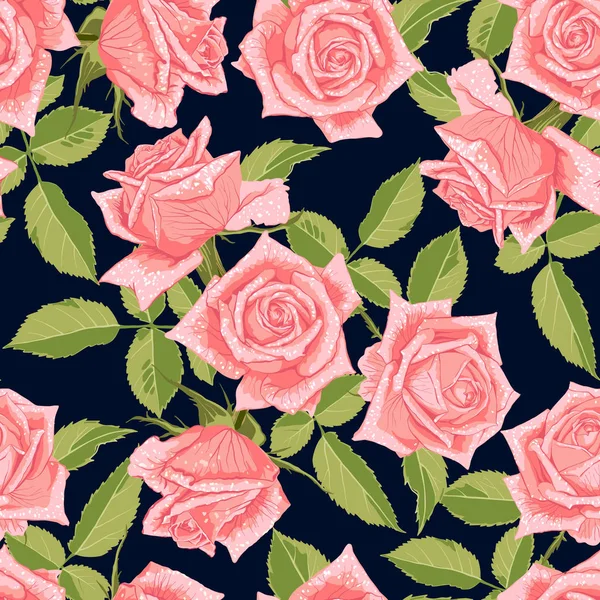 Seamless floral pattern with roses. — Stock Vector