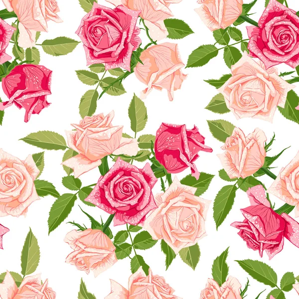 Seamless floral pattern with roses. — Stock Vector