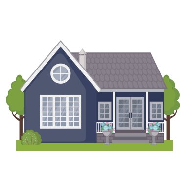 Düz stil içindeki renkli yazlık ev simgesini.