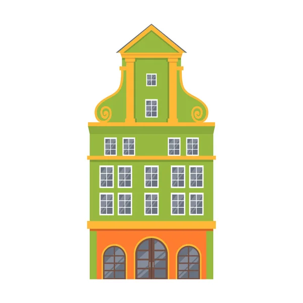 Зелений європейському стилі класичного фасад будівлі. — стоковий вектор