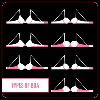 Düz stil kadın sütyen simgeler kümesi.