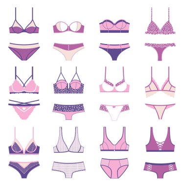 Beyaz izole iç çamaşırı vektör Icon set.