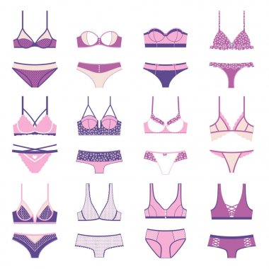 Lingerie vector icon set isolated on white. clipart