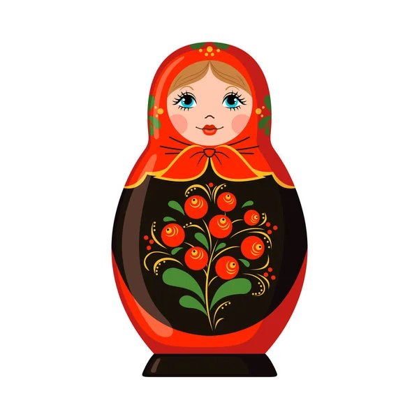 Vector Russische pop Matrioshka icoon in platte stijl geïsoleerd op witte achtergrond. — Stockvector