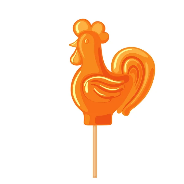 Vector sugar candy cock on a stick icon in flat style isolated on white background. — Stock vektor