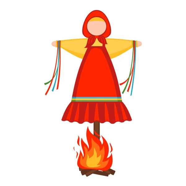 Maslenitsa doll vector icon in flat style isolated on white background for slavic traditional russian winter festival. — ストックベクタ