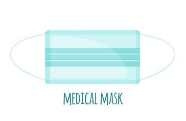 Tek kullanımlık tıbbi maske simgesi beyaz arkaplanda izole edildi. Vektör illüstrasyonu.