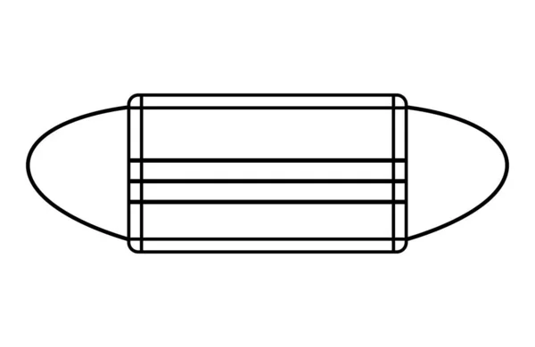 Wegwerp Medisch Masker Pictogram Lijn Kunststijl Geïsoleerd Witte Achtergrond Vectorillustratie — Stockvector