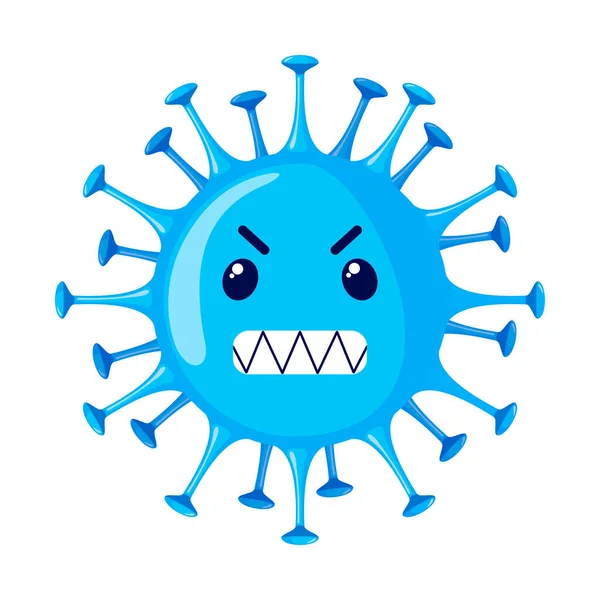 Coronavirus Monster Ikona Rozzlobený Obličej Plochém Stylu Izolované Bílém Pozadí — Stockový vektor