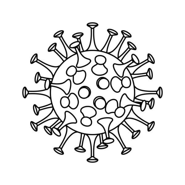 Coronavirus Bakterieikon Linje Konst Stil Isolerad Vit Bakgrund 2019 Ncov — Stock vektor