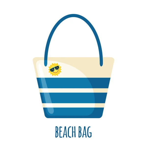 Icono Bolsa Playa Rayas Estilo Plano Aislado Sobre Fondo Blanco — Archivo Imágenes Vectoriales