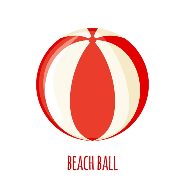 Icona Beach Ball Rossa Bianca Stile Piatto Isolata Sfondo Bianco — Vettoriale Stock