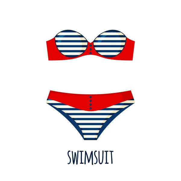 Badeanzug Symbol Flachen Stil Isoliert Auf Weißem Hintergrund Gestreifter Badeanzug — Stockvektor