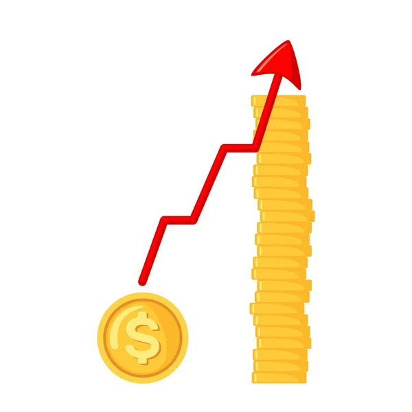Revenue Growth Increasing Graph Icon Flat Style Isolated White Background — Stock Vector