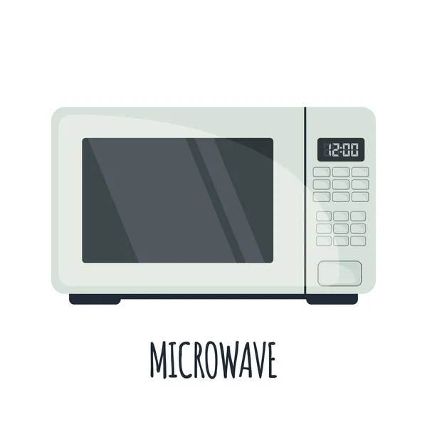 Mikrowellenherd Symbol Flachen Stil Auf Weißem Hintergrund Vektorillustration — Stockvektor