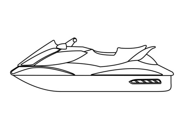 Jet Scooter Pictogram Lijn Kunst Stijl Geïsoleerd Witte Achtergrond Waterfiets — Stockvector