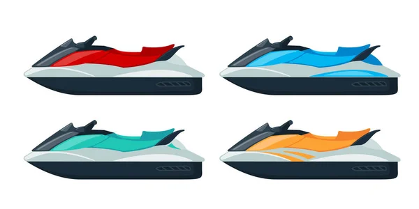 Iconos Scooter Jet Color Establecidos Estilo Plano Aislado Sobre Fondo — Vector de stock