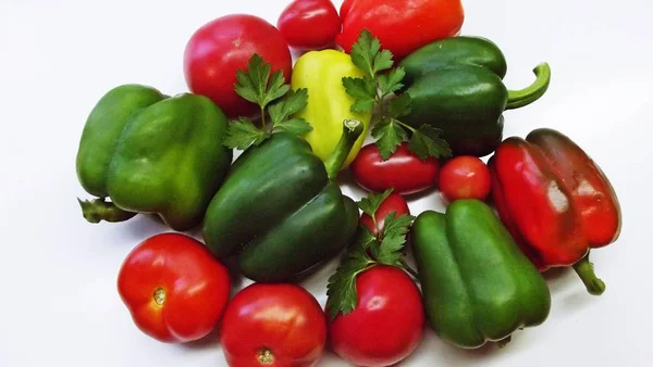Fresh tomatoes and peppers. — Stock Photo, Image