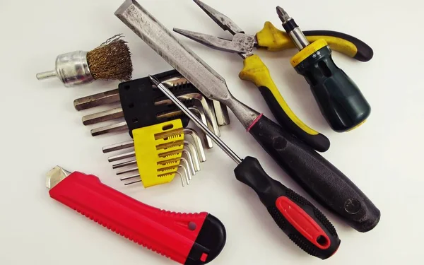 Un conjunto de herramientas de carpintería . — Foto de Stock