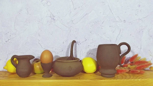 Bella Ceramica Sfondo Legno — Foto Stock