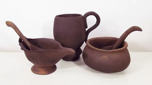 The ware from clay on a white background.