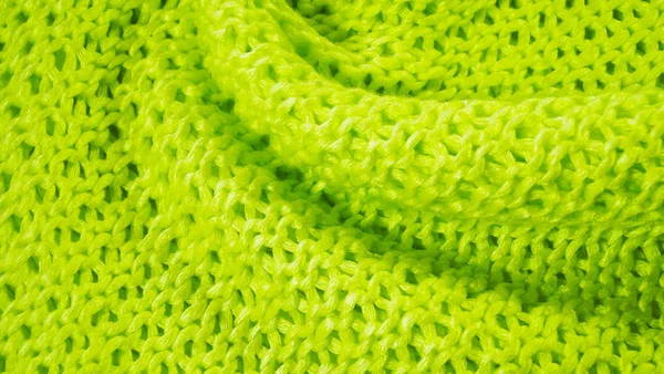 Beautiful Knitted Background Green Yarn — Stock Photo, Image