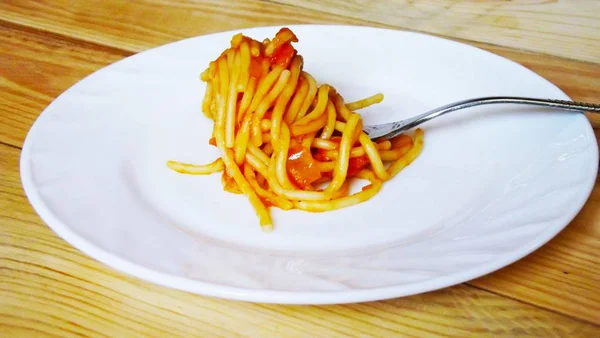 Delicious Pasta Vegetables White Plate — Stock Photo, Image