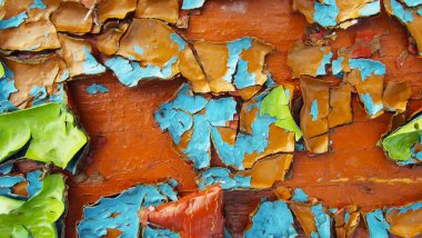 Eski ahşap, boyayla boyanmış. Soyut arka plan.