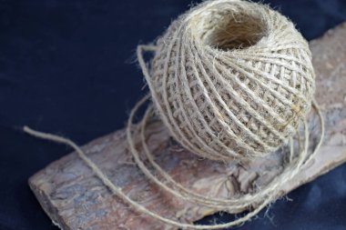 Jute rope.Twisted.Twine.A skein of jute twine.