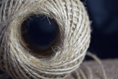 Jute rope.Twisted.Twine.A skein of jute twine.