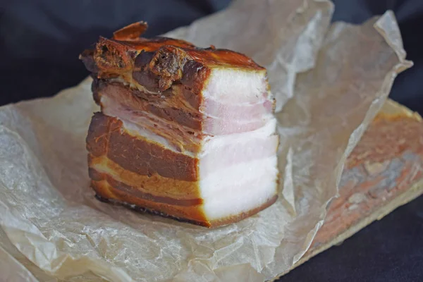 Piece Smoked Pork Belly Meat Delicacy Bacon — Stock Photo, Image