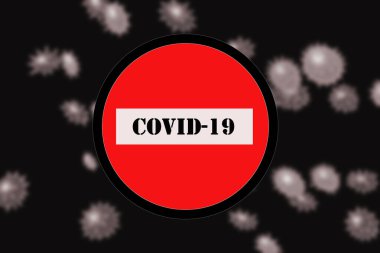 COVID-19 ya da koronavirüs konsepti. Bakterilerin hızlı çoğalması. Virüs hücrelerinin kolajı. .