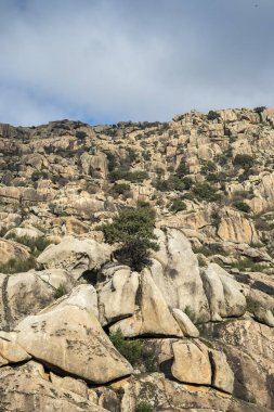 Granit kaya oluşumları La Pedriza, Guadarrama Dağları Milli Parkı, ili, Madrid, İspanya