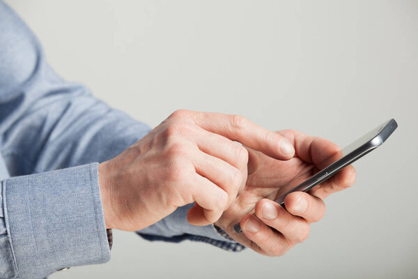man using smartphone