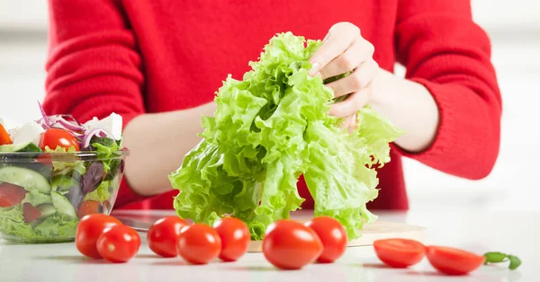 Salad untuk memasak wanita — Stok Foto