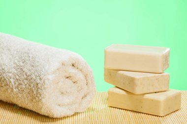 Soap bars and cotton towel