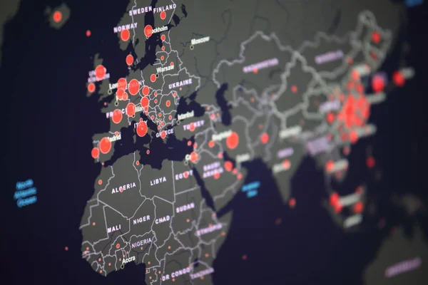 World map of Coronavirus, Close-up countries with Covid-19, Covid 19 map confirmed cases report globally