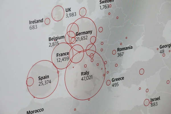 Europe map of Coronavirus, Close-up countries with Covid-19, Covid 19 map confirmed cases report globally