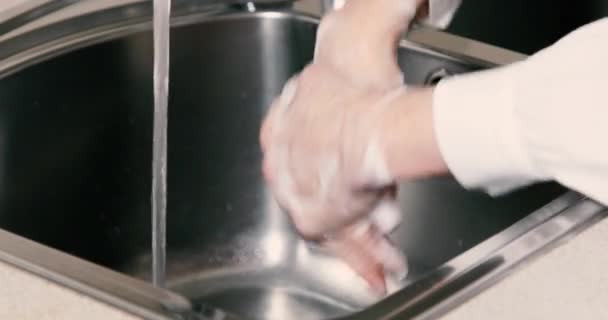 Unrecognizable woman washing hands throughly — Stock Video