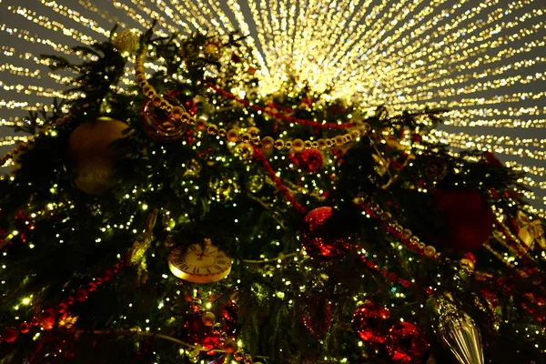 Vánoční Stromek Osvětlení Silvestr Moskva Prosinec 2019 — Stock fotografie