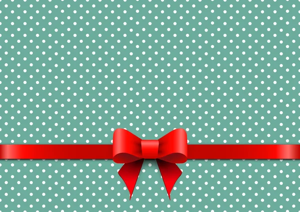 Fond de Noël à pois et arc rouge — Image vectorielle