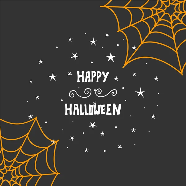 Glückliche Halloween-Botschaft Design Hintergrund. Handgezeichneter Schriftzug. — Stockvektor