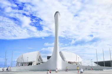 Soçi, Rusya - 14 Ağustos 2016: Olimpiyat ateşi kase