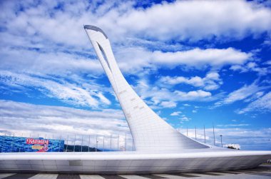 Soçi, Rusya - 14 Ağustos 2016: Olimpiyat ateşi kase