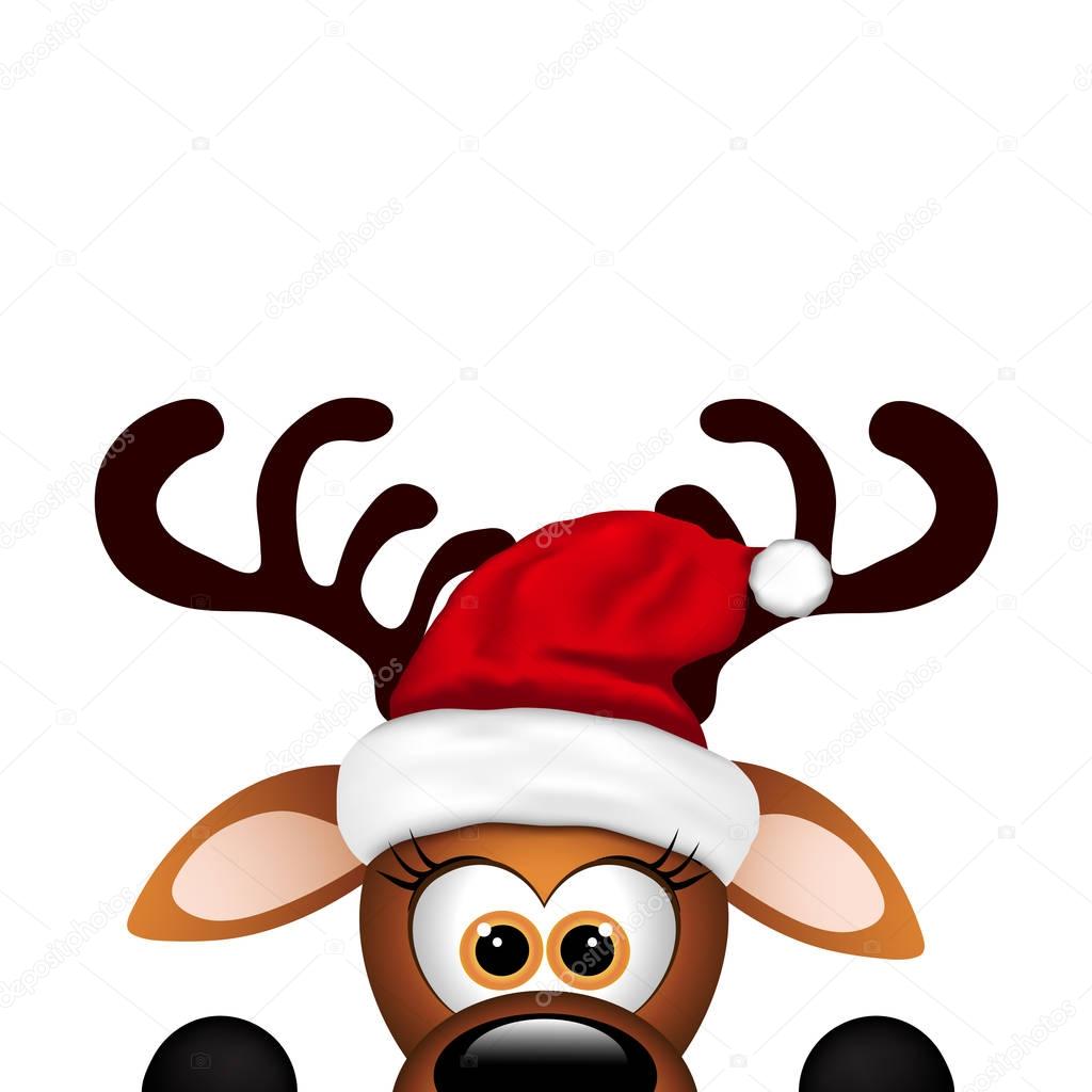 Lustige Rentiere auf weißem Hintergrund. Weihnachtskarte — Stockvektor