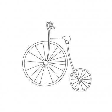 Silhouette of classic vintage bike isolated on white background. Antistress coloring book. Hand drawn elements for your designs dress, poster, card, t-shirt clipart