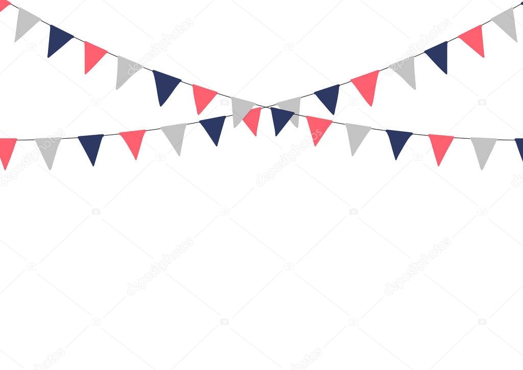 Festive bunting flags. Holiday decorations.