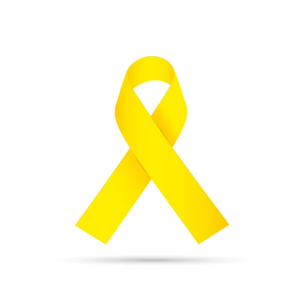 Ruban de sensibilisation jaune sur fond gris. Cancer des os et symbole de soutien des troupes . — Image vectorielle