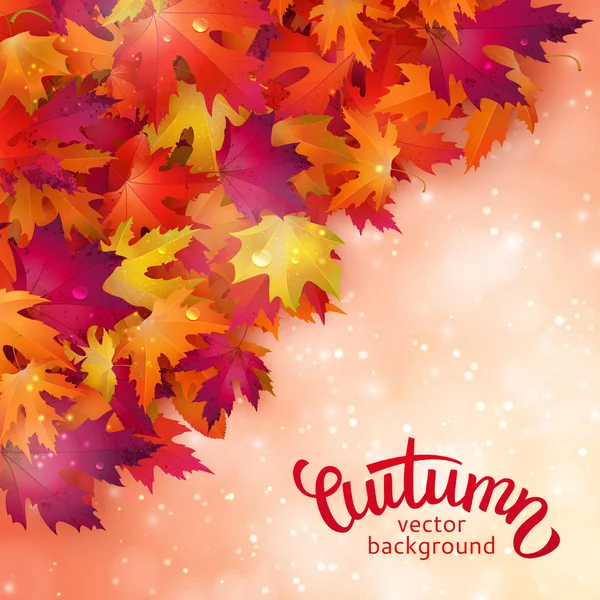 Vykort med blad och bokstäver hösten — Stock vektor